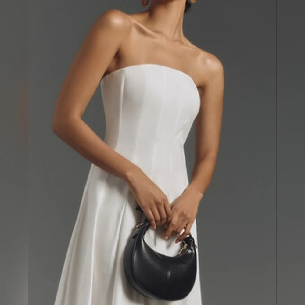 Mare Mare x Anthropologie White Strapless Seamed A-Line Midi Dress, XL